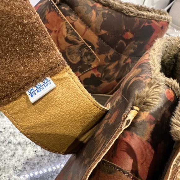 Cosyfeet Womens Boot Martha 10.5 Roomy Diabetes Swollen Feet Nubuck Floral Brown - Picture 5 of 10